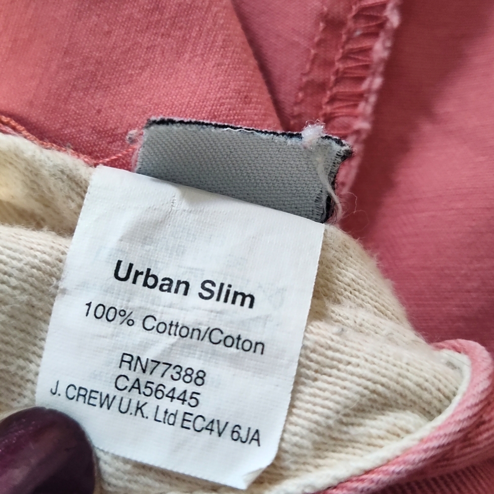 J Crew Broken In Chino Pants Mens 33 x 32 Salmon Faded Red Urban Slim Cotton - Picture 6 of 13